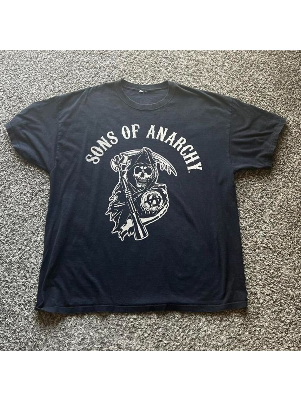 Men's Black Navy XXL‎ T-shirt Sons of Anarchy Biker Emo Gothic Skull Grim Reaper